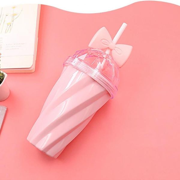 

water bottles wear-resistant 4 colors exquisite bowknot decor straw cup for women