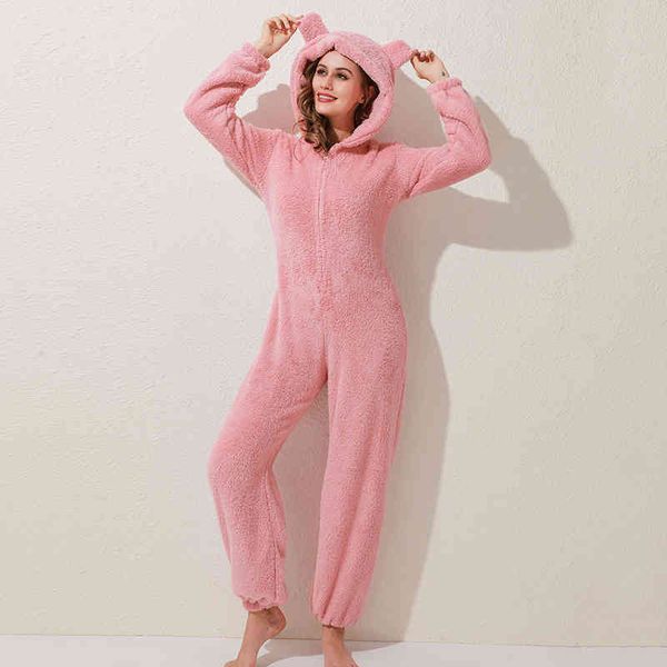 

warm pyjamas onesies fluffy fleece jumpsuits sleepwear winter overall plus size comfortable hood sets pajamas for women adult, Black;white
