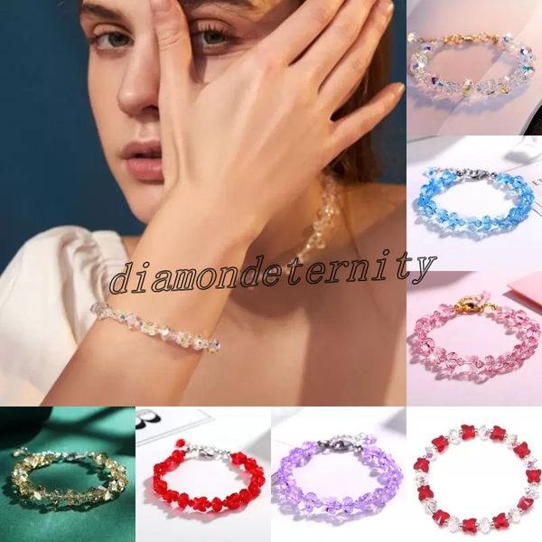 

strands crystal bead bracelet women 13 styles fashion adjustable transparent beaded bangle bracelets for girls jewelry accessories, Black