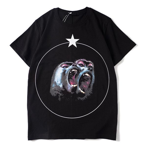 

famous designer men's tee short-sleeved orangutan baboon five-pointed star loose round neck summer black s-xl size, White;black