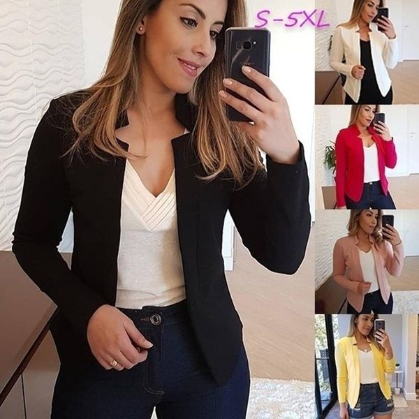 

women's suits & blazers women fashion thin blazer spring office wear lady lapel long sleeved coat suit slim cardigan solid color casual, White;black