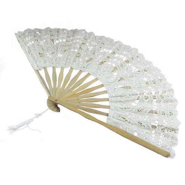 

other home decor handmade cotton lace folding hand fan for party bridal wedding decoration ( beige)