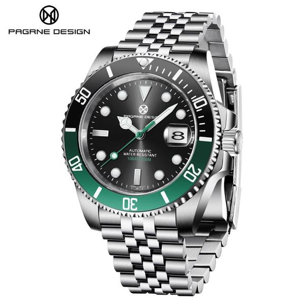 

watch men automatic mechanical fashion casual dress stainless steel luminous waterproof relogio date arrival wristwatches, Slivery;brown