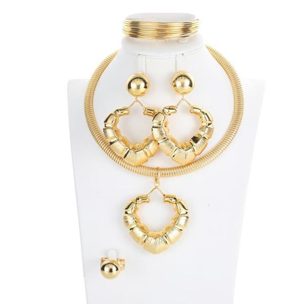 

earrings & necklace yoomuna african 24k gold plated bridal jewelry sets for women hoop and wedding women's gifts, Silver
