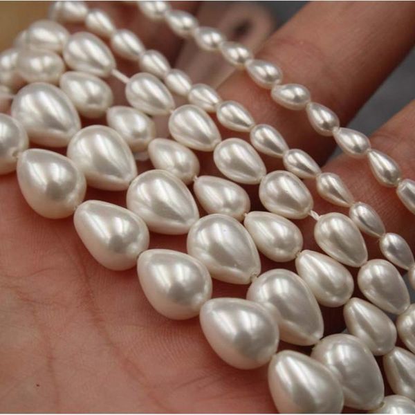 

chains diy jewelry material special-shaped pearls straight hole drop-shaped shell beads multi specification white, Silver