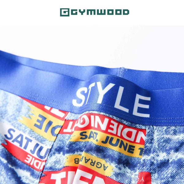 

online shop ice silk underwear men's medium waist boxers printed letter nylon, Black;white