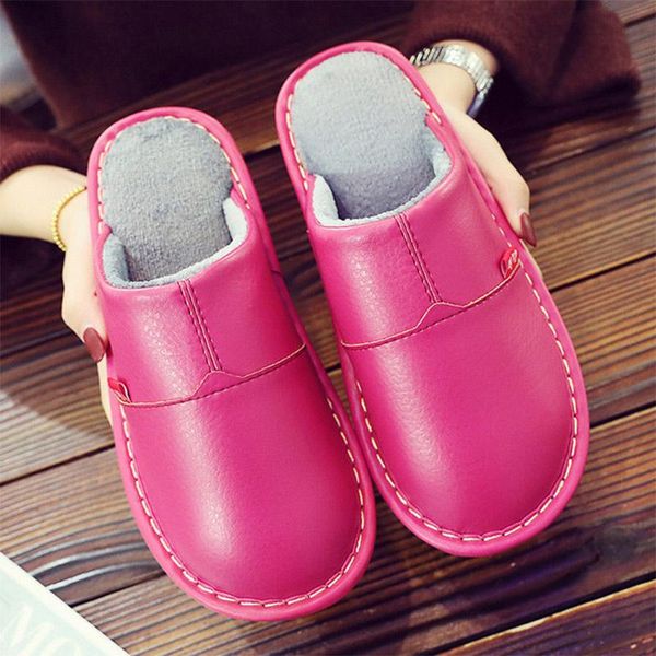 

winter warm cotton slippers faux fur waterproof women's shoes indoor and outdoor female casual sewing plush shoe, Black