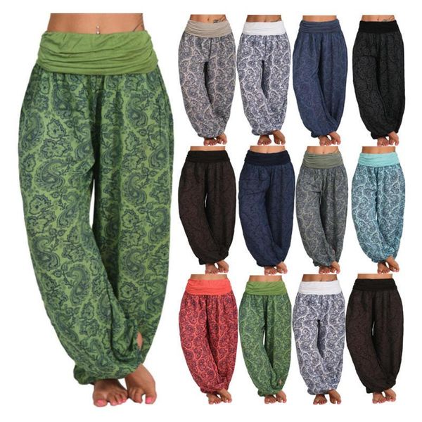 

women leisure loose floral printed wide leg lounge pants summer autumn casual palazzo trousers streetwear women's & capris, Black;white