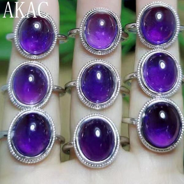 

cluster rings 2pcs/set approx 10*12mm natural purple amethyst adjustable white copper women ring send randomly, Golden;silver