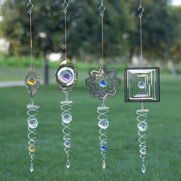 

decorative objects & figurines wind chime mirror reflective metal wire crystal ball bell for home garden decoration accessories