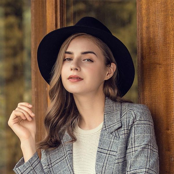 

stingy brim hats arrival boyfriend wind gentleman hat woolen cap girls wide flad casual men's and women's leisure b-7877, Blue;gray