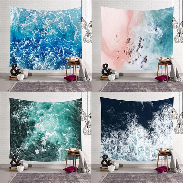

tapestries drop sea wave tapestry home decor wall hanging hippie polyester blanket fabric bedroom 180Ã230cm with 6m led light