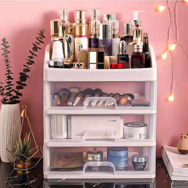 

large capacity deskcosmetic storage box organizer drawer type dustproof waterproof jewelry finishing boxes & bins