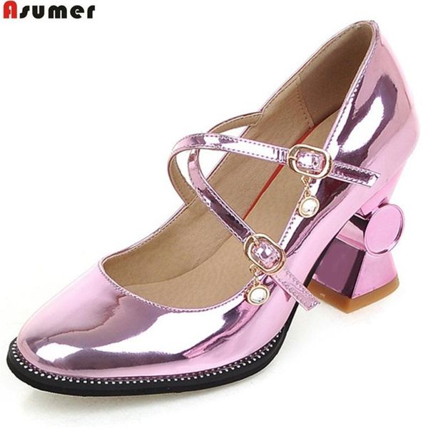 

gold silvery fashion square toe buckle ladies single shoes spring autumn women high heels big size 32-44 dress, Black