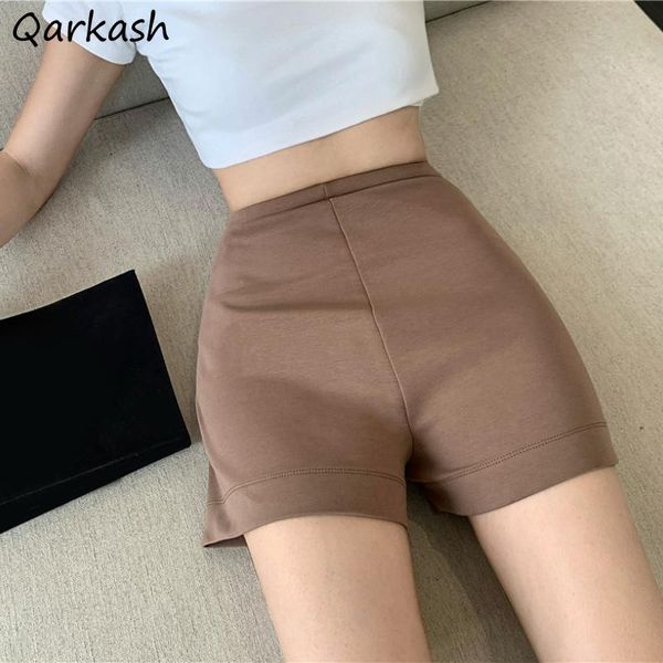 

women's shorts women solid loose simple elasticity summer casual bottoms a-line daily female korean style high waist stylish trendy, White;black