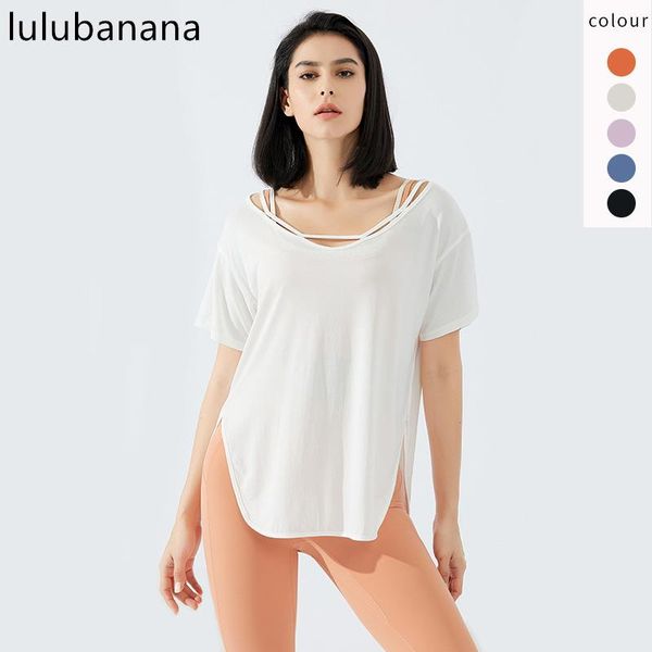 

women's yoga - short sleeve loose summer dance workout & gym fitness t-shirt outfit