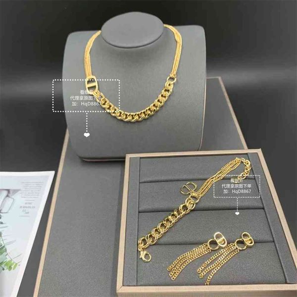 

special offer 2021 luxury designer jewelry letter necklace brass hip hop style versatile 2021 bracelet hand tassel earrings, Silver