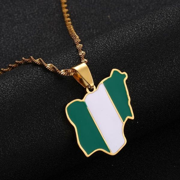 

pendant necklaces stainless steel nigeria map trendy nigerian charm jewelry, Silver