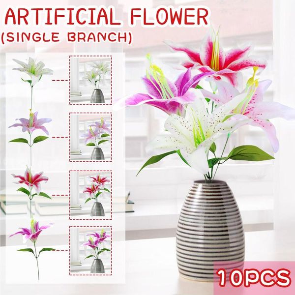 

artificial lilies flower home simulation bouquet decoration wedding hand fake flowers table centerpieces #40 decorative & wreaths