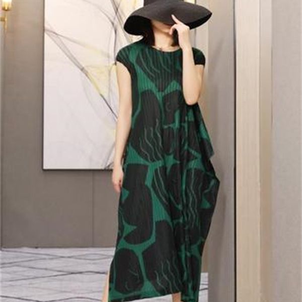 

dress easing of o-neck fold geometric print irregular fashion short sleeve, Black;gray