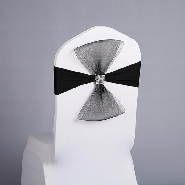 

wedding decoration 50pcs/lot red/blue/black removable elastic spandex chair sash band baptism birthday ceremony decor sashes