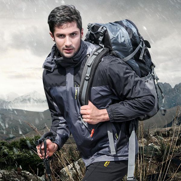 

men's jackets wwkk 2021 men removable liner spring autumn waterprooof hiking outdoor camping trekking climbing windbreaker male coats, Black;brown