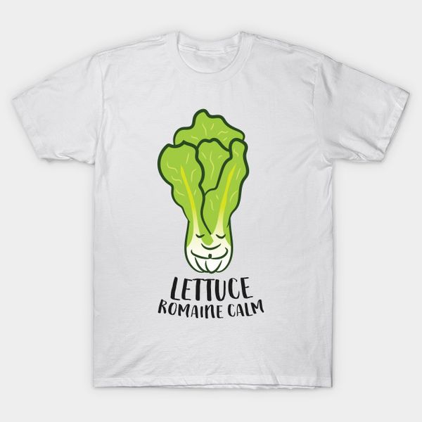 

lettuce romaine calm cute lettuce vegan vegetarian lettuce t-shirt, White;black