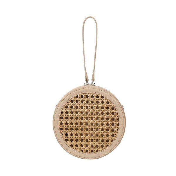 

evening bags hollow woven round women crossbody bag small wicker rattan shoulder for 2021 female brands circle women's