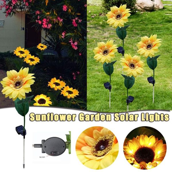 

decorative flowers & wreaths 2pcs led sloar light sunflower style lawn outdoor waterproof lamp for courtyard garden decor solar lamps