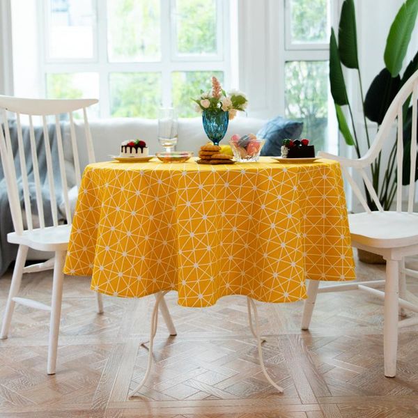 

table cloth round cotton linen northern europe style decorated geometric patterns event wedding party tablecloth restaurant