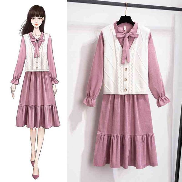 

casual dresses ichoix autumn arrivals dressed in long sleeve women's vest sweet pink style lady office amvh, Black;gray