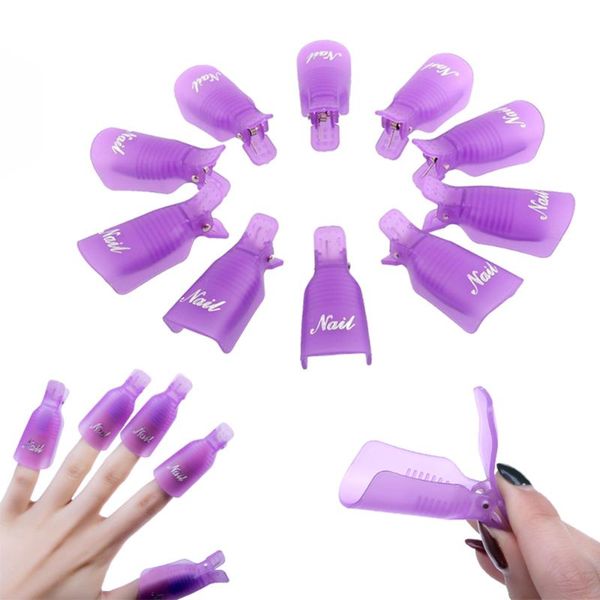 

10pcs/set nail clips gel polish remover art soakers tool plastic soak off caps kits