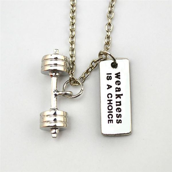 

pendant necklaces fashion sporty necklace barbell and fitness suitable word written personality zinc alloy drop, Silver