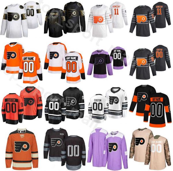 

philadelphia flyers 2020 all star jerseys men hockey 14 sean couturier 9 ivan provorov 11 travis konecny 28 claude giroux 93 jakub voracek, Black