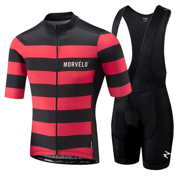 

morvelo 2021 men summer clothing cycling clothes kits short sleeve bib shorts men's breathable set1, Black;blue
