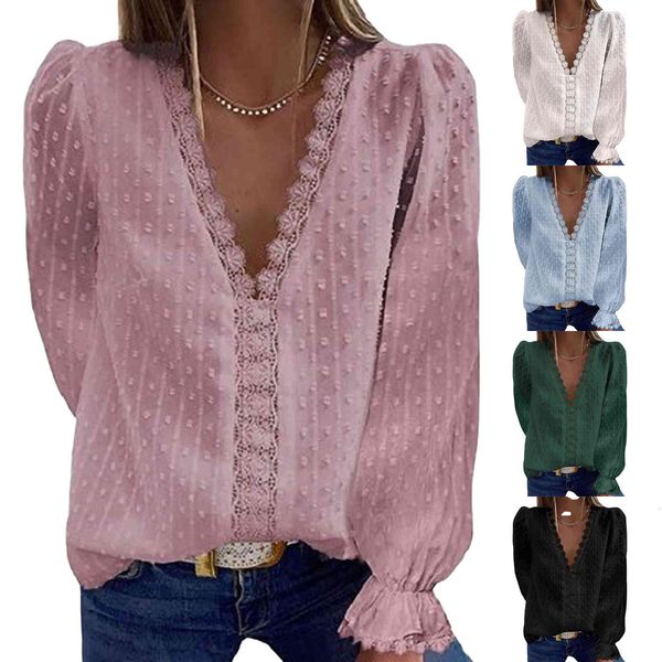

women's hoodies & sweatshirts chiffon shirt summer european and american solid-colored jacqueline v collar long-sleeved y2k 5a71, Black