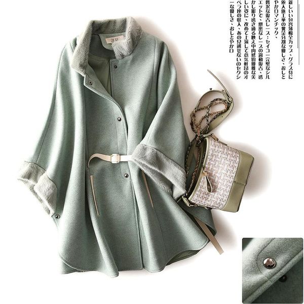 

women's wool & blends cutting standard tail goods special price boutique discount yu dan chao brand cape coat in autumn and winter of 1, Black