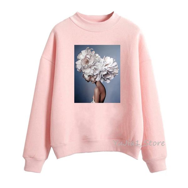 

women's hoodies & sweatshirts winter 2021 sudadera mujer vintage flowers feather print women harajuku aesthetic clothes hipster, Black