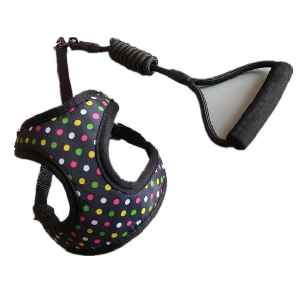 

soft mesh pet puppy dog cat harness leash set with bell cute lace vest collars & leashes