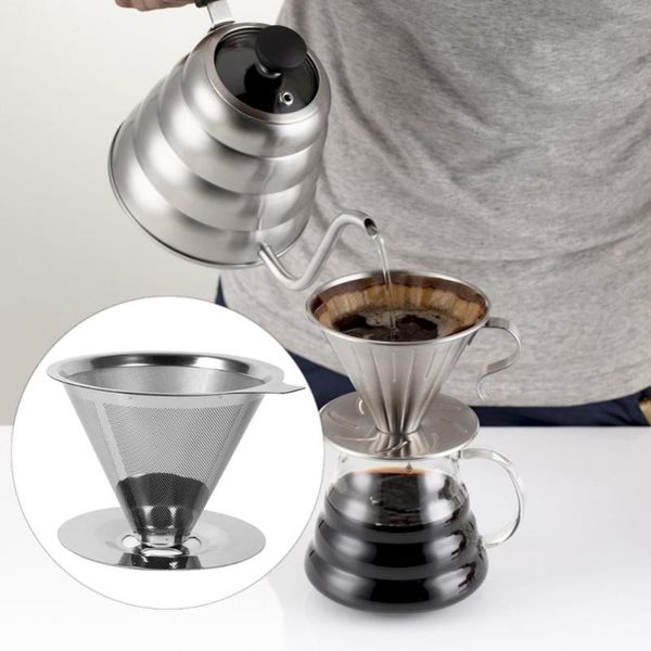

stainless steel reusable coffee filter holder pour over mesh tea dripper cup filters