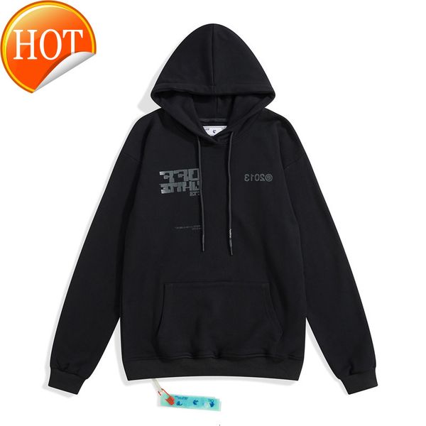 

new 2021 autumn and winter off black adhesive arrow hooded sweater for men women