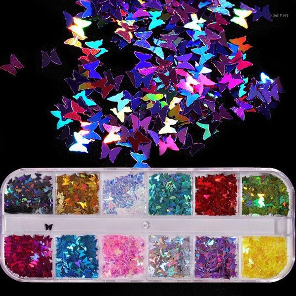 

butterfly nail sequins mixed colors glitter flakes paillettes for nails art manicure diy tools accessories1, Black