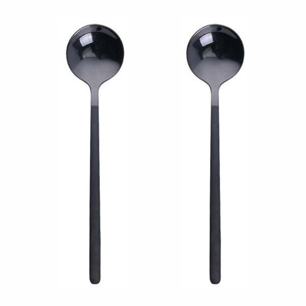 

spoons 2pcs multifunction home kitchen long handle durable stainless steel solid easy clean mirror polishing coffee stirring spoon