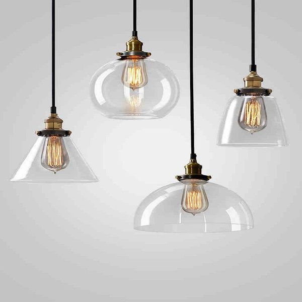 

traditional industrial style transparent chandelier restaurant bar living room corridor various shapes and easy to install pendant lamps