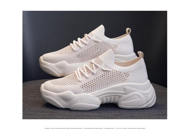 

womens outside summer mesh breathable hollow shoes 2021 new versatile casual shoes girls thick 5cm sole high heel comfortable 35-40, Black