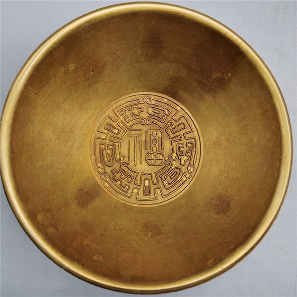 

chinas old copper brass embossed eight immortals bowl pen wash, Brown