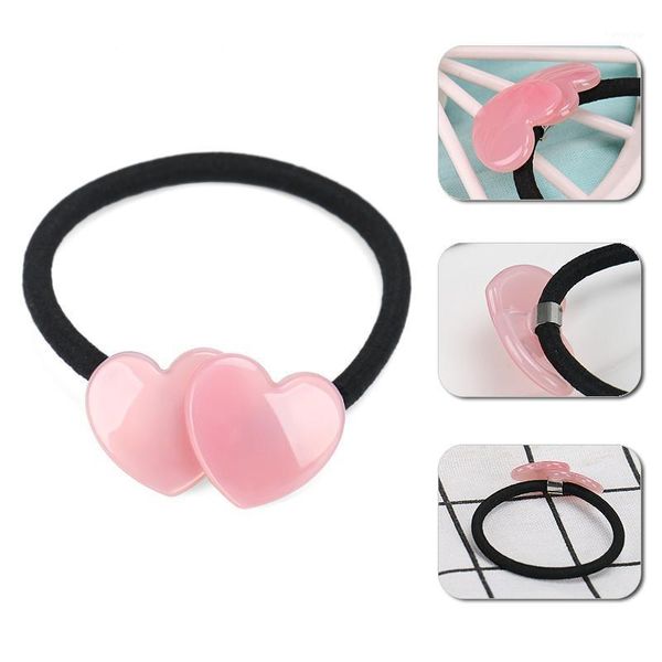 

acetate headband cute two hear shaped girls hair ornaments handmade daily life head adornment casual rubber band1