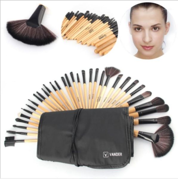 

32pcs makeup brushes set cosmetic powder foundation eyebrow lipstick pinceaux kabuki kit tool +case bag / by dhl 50sets1