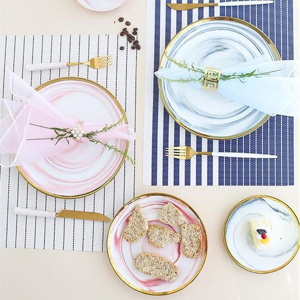 

dishes & plates 6/8/10inch nordic marble round pink blue phnom penh ceramic plate el bone porcelain western home kitchen supplies