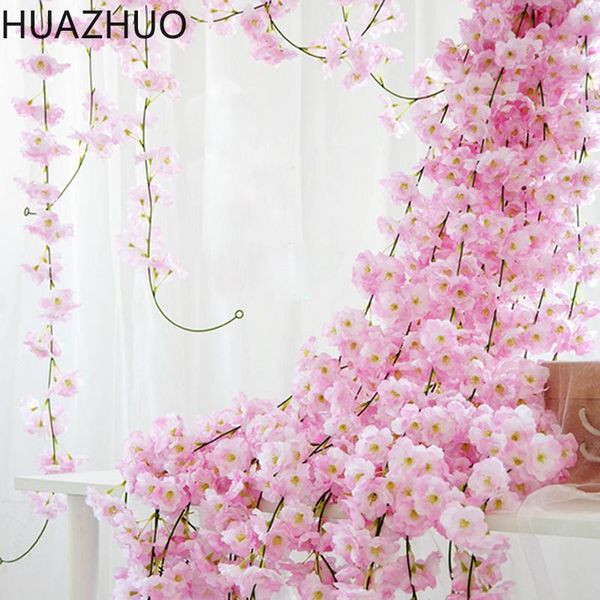 

decorative flowers & wreaths wedding arch decor 200cm fake silk sakura cherry blossom vine ivy rattan wall hanging garland wreath layout hom